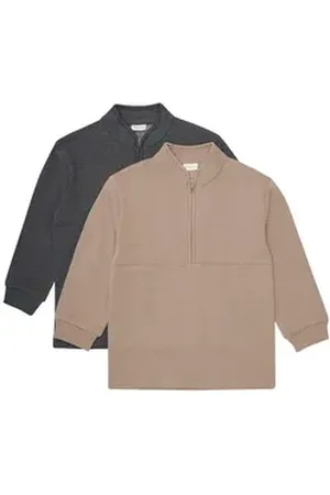 Minymo Troyer MISweatshirt w.zip (2-pack) niedlicher Sweattroyer beige 134