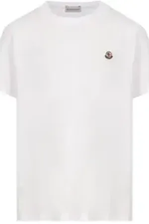 Moncler Print-Shirt T-Shirt Weiß mit Logopatch bunt|weiß L