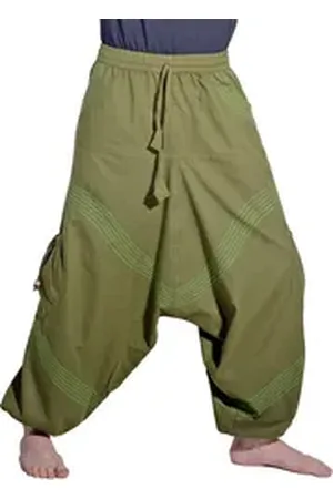 Kunst und Magie Haremshose Bequeme Goa Cargo Haremshose für Herren/Unisex Pluderhose Baggy grün 3XL