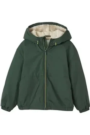 Vertbaudet Regenjacke Jungen Anorak mit Teddyfleece-Futter grün 140
