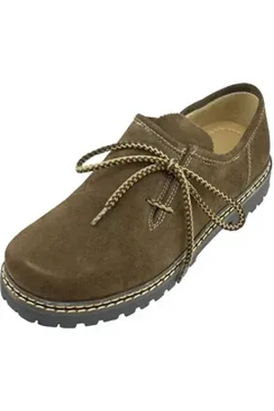 Mark Maddox Herren Leder Haferlschuhe "Altdorf" - Velour Holz, Trachten Mode Schnürschuh 44 EU