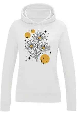 Youth Designz Kapuzenpullover Sparkling Flower Damen Hoodie Pullover mit fröhlichen Logo für Damen weiß L