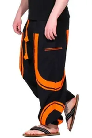Kunst und Magie Cargohose KUNST&MAGIE trendige Baggyhose bunte Hippiehose Cargo Hose orange|schwarz 4XL