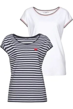 AJC Rundhalsshirt Kurzarm, figurumschmeichelnde Passform, sportliches Streifenmuster blau 44/46 (L)