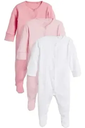 Next Schlafoverall Babyschlafanzüge aus Baumwolle im 3er-Pack (3-tlg) rosa 74-80 (9-12 Mon.)