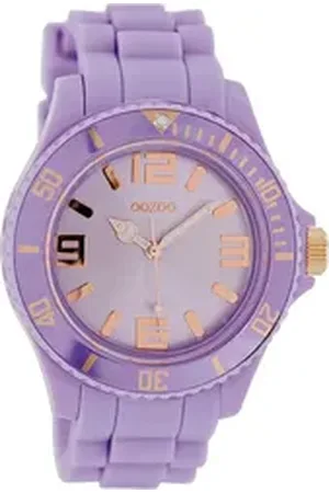 Oozoo Quarzuhr Damen Armbanduhr blau Analog, (Analoguhr), Damenuhr rund, groß (ca. 43mm) Silikonarmband, Fashion-Style lila