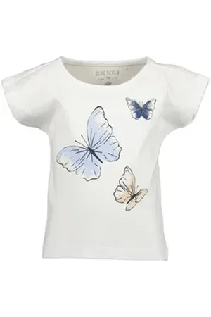 Blue Seven T-Shirt Mädchen T-Shirt Schmetterlinge weiß (1-tlg) weiß 110
