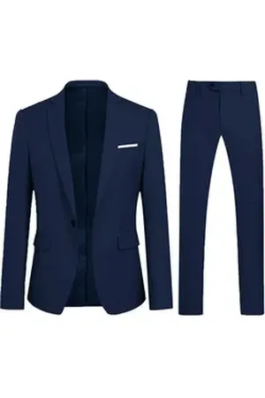Allthemen Anzug (2 tlg) Slim Fit Ein Knopf Herrenanzug im eleganten Look blau 48