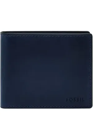 Fossil Geldbörse RFID Large Coin Pocket Bifold, aus echtem Leder blau