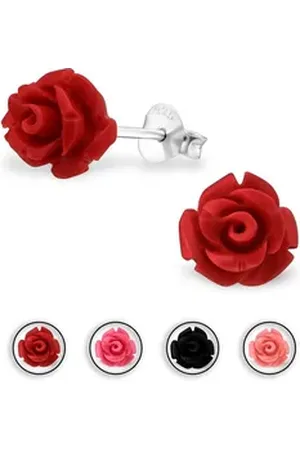 Monkimau Paar Ohrstecker Rosen Ohrringe 925 Silber Kinder Ohrstecker (Packung) rosa