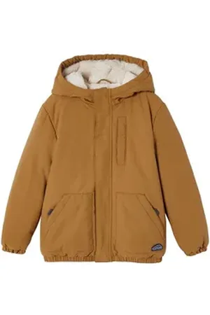 Vertbaudet Parka Jungen Winterjacke mit Kapuze und Webpelzfutter braun 140