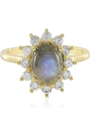 Cavill Silberring Ovaler Labradorit aus Madagaskar Ring aus vergoldetem Silber, 3,65ct (1-tlg) beige|silberfarben 53