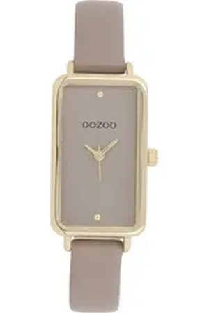Oozoo Quarzuhr Damen Armbanduhr Timepieces Analog, (Analoguhr), Damenuhr rechteckig, extra groß (19x31mm) Lederarmband, Fashion-Style braun