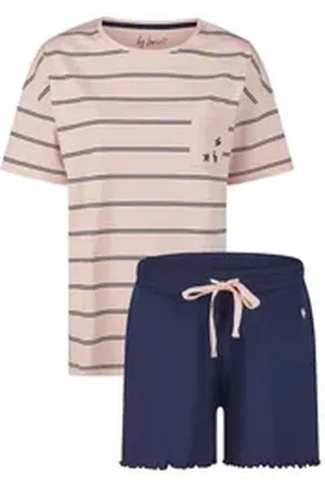 by Louise Shorty Sleep Chic (Set, 2 tlg., 2-teilig) Damen Pyjama kurz Shorty Kurzarm Baumwolle lila|rosa L