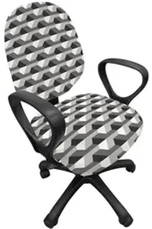 Abakuhaus Bürostuhlhusse dekorative Schutzhülle aus Stretchgewebe, Geometrisch Minimalist Link-Form grau|schwarz