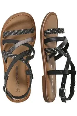 Vertbaudet Geflochtene Mädchen Leder-Sandalen Sandale schwarz 30 EU