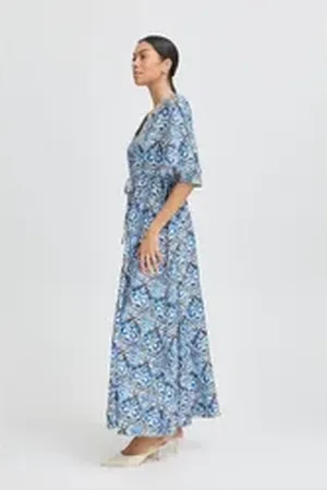 B YOUNG Midikleid BYILHANNA Sommerliches Maxikleid blau L/XL