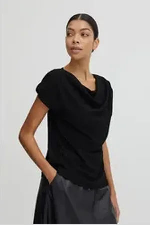 B YOUNG T-Shirt BYSELINA A WATERFALL - 20812560 T-Shirt mit Wasserfallausschnitt schwarz S