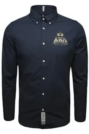 La Martina Langarmhemd MAC601 Herren blau 3XL