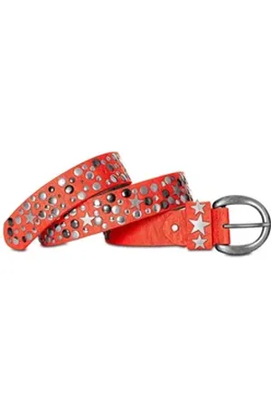 CASPAR Nietengürtel GU249 Damen Vintage Nietengürtel mit Nieten und Sternen grün 95