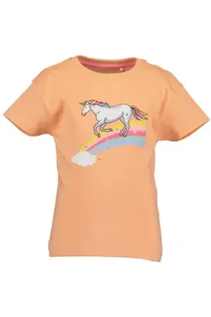 Blue Seven T-Shirt Mädchen T-Shirt Einhorn orange (1-tlg) 92
