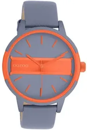 Oozoo Quarzuhr Damen Armbanduhr dunkelgrau Analog, (Analoguhr), Damenuhr rund, groß (ca. 42mm) Lederarmband, Casual-Style grau