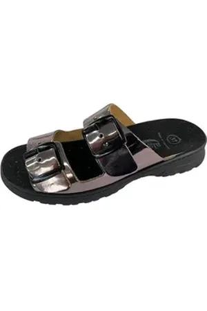 Algemare Damen Pantolette Lack 6117-9094 metall Pantolette grau 38 EU