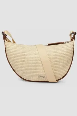 QS by s.Oliver Tragetasche Halbmondtasche mit Twillfutter, Logo beige