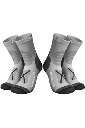 Alpen Wandersocken 2er-Set Socken braun Gr. L (2-Paar) Funktionssocken Sportsocken Trecking Wandersocken Outdoor Socken grau Gr. 39-42