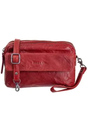 Bagsac Schultertasche Casual Damen Leder Umhängetasche B487010 (ein Stück, 1-tlg), Schulterriemen rot