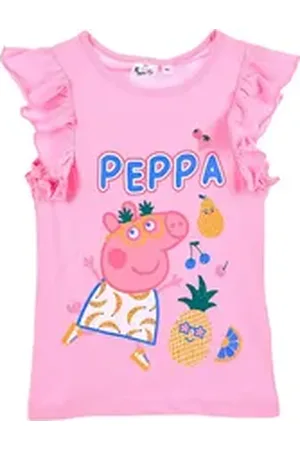 Peppa Pig T-Shirt Peppa Wutz Mädchen Jersey Kurzarmshirt aus Baumwolle Gr. 98 - 116 cm rosa 110 cm