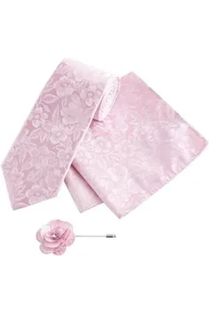 Next Krawatte Krawatte mit Blumenprint und Einstecktuch, Set (3-St) rosa