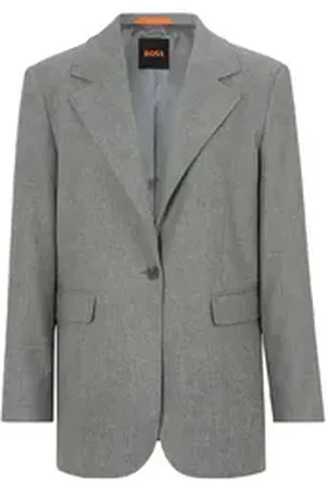 HUGO BOSS ORANGE Longblazer C_Jasobane in 1-Knopf-Form grau 46