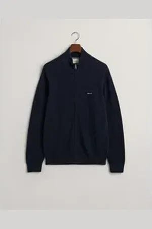 GANT Strickjacke COTTON PIQUE ZIP CARDIGAN blau XXXL
