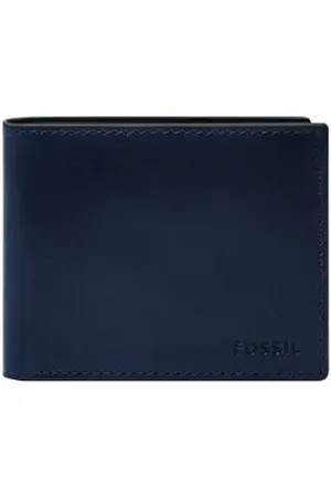 Fossil Geldbörse Bifold With Flip ID, aus echtem Rindsleder mit RFID-Blocker Schutz blau