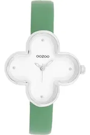 Oozoo Quarzuhr Damen Armbanduhr Timepieces Analog, (Analoguhr), Damenuhr kleeform, extra groß (ca 32x32mm) Lederarmband, Fashion-Style grün