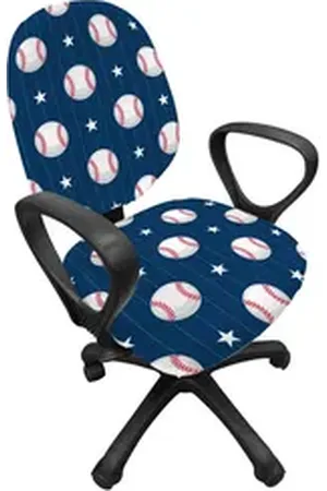 Abakuhaus Bürostuhlhusse dekorative Schutzhülle aus Stretchgewebe, Sport Baseball-Streifen blau|rot