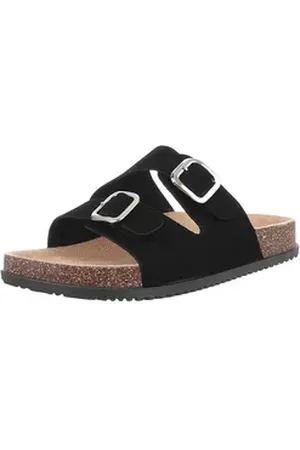 Ital-Design Komfortable Sommerschuhe mit verstellbaren Riemen Pantolette (89322794) Flach Pantoletten in Schwarz schwarz 41 EU