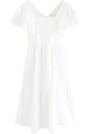 Laura Ashley Spitzenkleid Kleid mit Flügelärmeln Spitzenbesatz (1-tlg) weiß 40