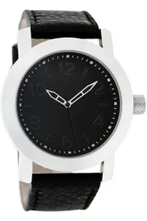 Oozoo Quarzuhr Damen Armbanduhr blau Analog, (Analoguhr), Damenuhr rund, groß (ca. 44mm) Lederarmband, Fashion-Style schwarz