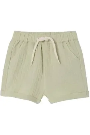 Vertbaudet Bermudas Baby Shorts aus Musselin mit Dehnbund Dehnbund grün 80