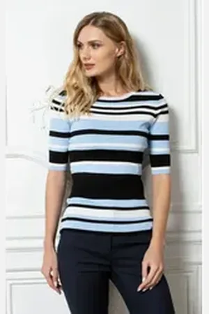 Passioni T-Shirt Gestreift und halbarm blau S