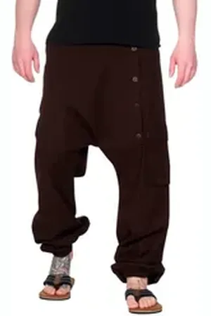 Kunst und Magie Haremshose Haremhose Baggyhose Pluderhose Hippiehose Cargo Hose braun L/XL