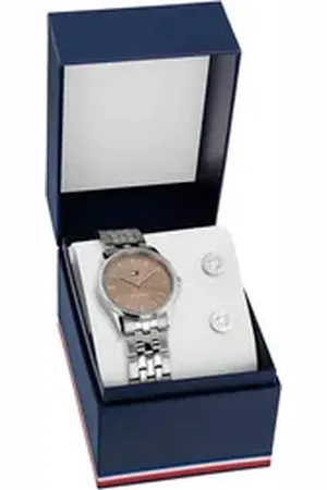 Tommy Hilfiger Quarzuhr JADE GIFT SET 2770215, (Set, 3-tlg., mit dazu passenden Ohrsteckern), Armbanduhr, Damenuhr, Edelstahlarmband, Ideal auch als Geschenk silberfarben