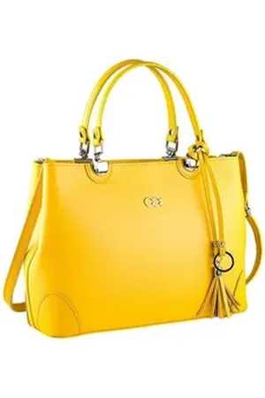 Alessandro Schultertasche Mademoiselle, hochwertiges Rindsleder mit Quaste und Anhänger gelb