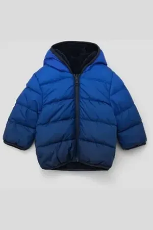 QS by s.Oliver Outdoorjacke Steppjacke mit Teddyplüsch-Futter Paspel blau 92