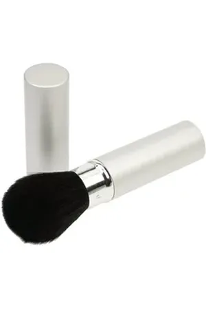 Fantasia Beauty Puderpinsel Rougepinsel, Silber, einschiebbar, Aluminiumhülle, Synthetikhaar, 1 tlg., zum gleichmäßigen Auftragen von Schminke wie Puder oder Rouge