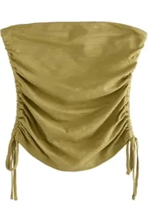 Next Bandeautop Boobtube-Top 100 % Baumwolle mit Rüschen (1-tlg) grün XL