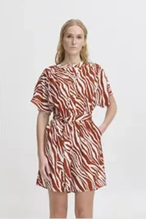 Ichi Jumpsuit IHYARDEEN Kurzer Jumpsuit mit Zebramuster rot 42
