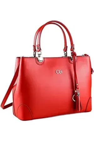 Alessandro Schultertasche Mademoiselle, hochwertiges Rindsleder mit Quaste und Anhänger rot